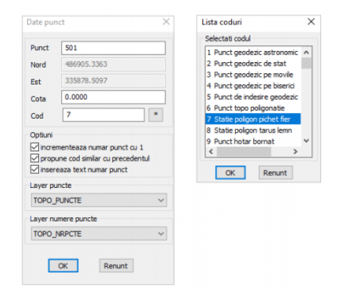 Transfer puncte din 3D în 2D | Listează toate punctele | Inserare punct nou